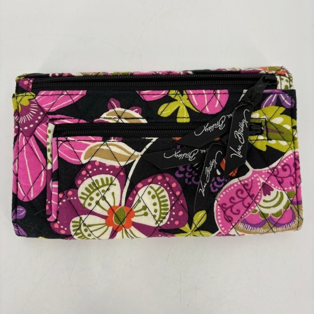 Vera Bradley Clutch Wallet Pirouette Pink Floral Quilted Snap Flap 8 Inch - Picture 5 of 9